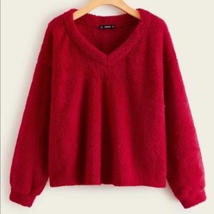 Drop Shoulder Teddy Pullover